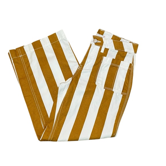 New BDG Urban Outfitters Wide Leg Pant Joey Striped Brown White Pockets Size: 25 - Picture 4 of 8